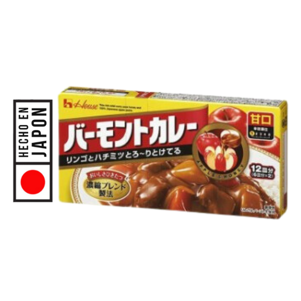 CURRY VERMONT SUAVE 230GR. 100% JAPONES. sabor delicado, rica tradición culinaria de Japón. CALIDAD Y SABOR. TRADICION JAPONESA.